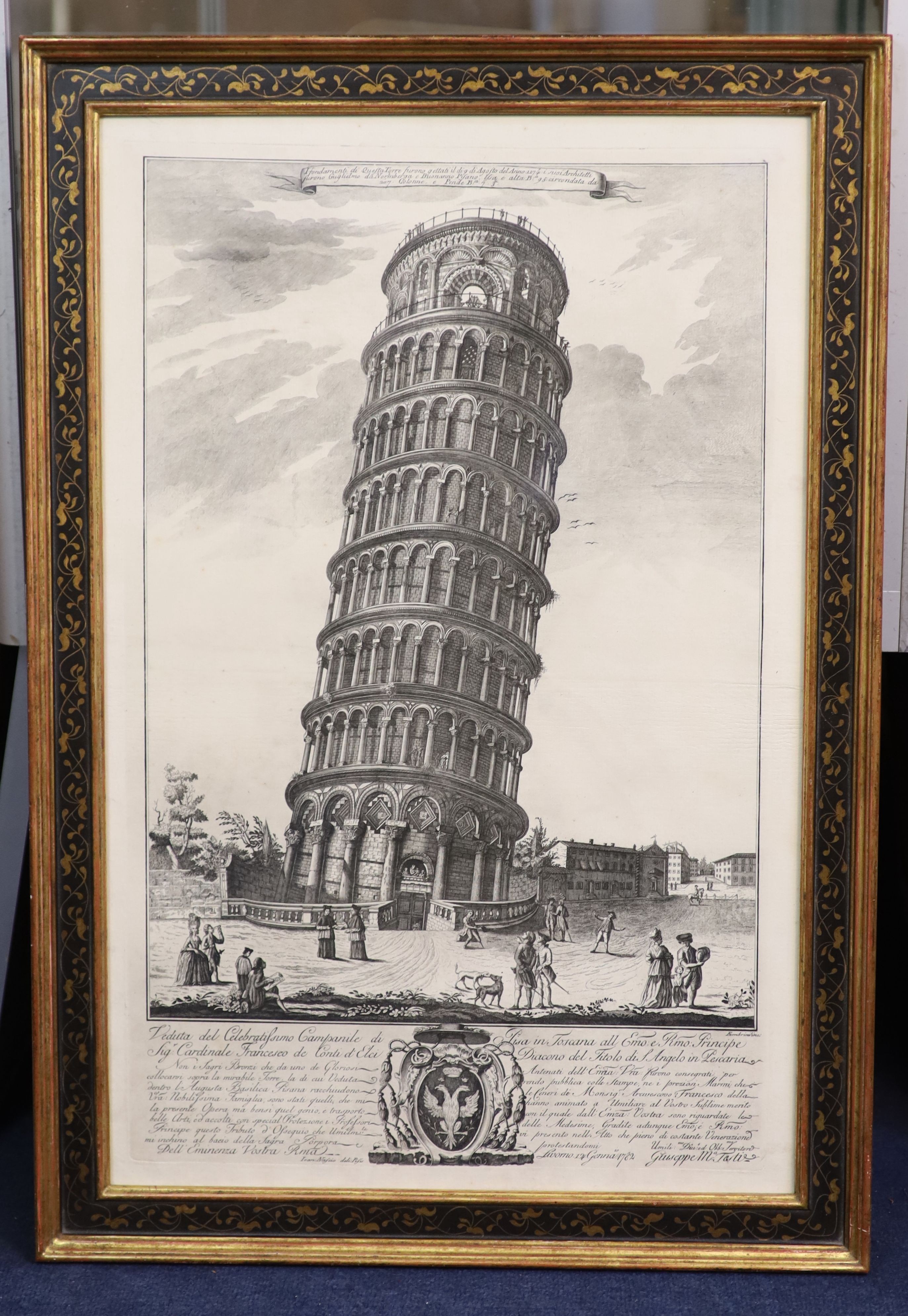 Ferdinando Fambrini , Veduta del Celebratissimo Campanile di Pisa, c.1780, engraving, 66.5 x 43cm